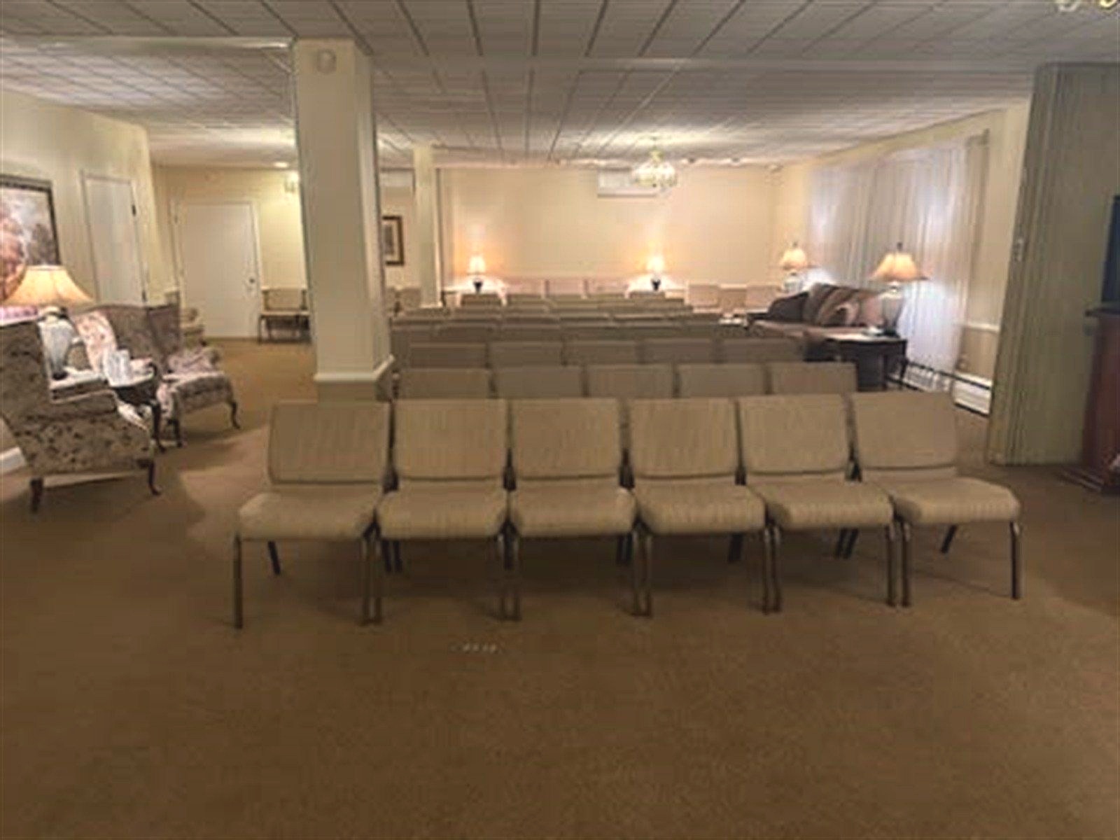 A memorial keepsake display inside Gephart Funeral Home's chapel in Bay City, Michigan.